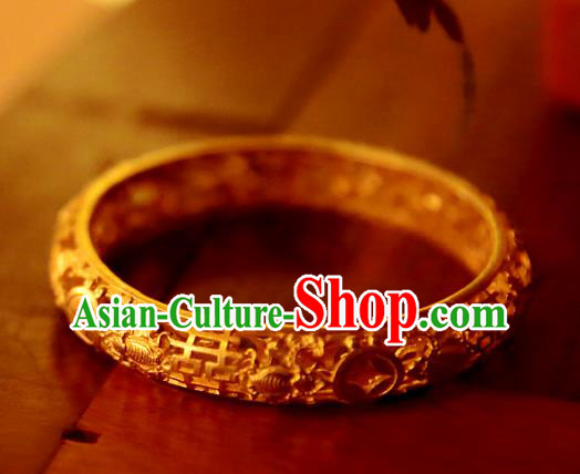 Handmade Chinese Wedding Bracelet Accessories Traditional Ancient Bride Golden Bangle Jewelry Handmade Chinese Wedding Bracelet Accessories Traditional Ancient Bride Golden Bangle Jewelry