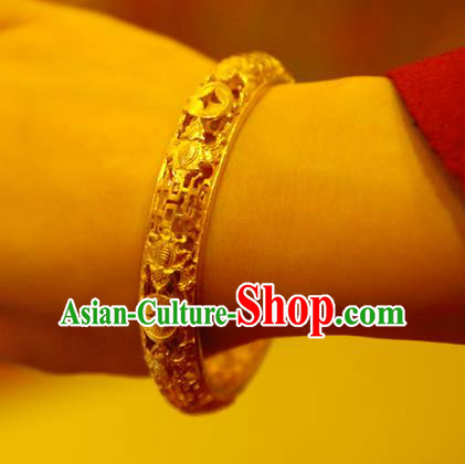 Handmade Chinese Wedding Bracelet Accessories Traditional Ancient Bride Golden Bangle Jewelry Handmade Chinese Wedding Bracelet Accessories Traditional Ancient Bride Golden Bangle Jewelry