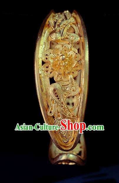Handmade Chinese Silver Bracelet Accessories Traditional Wedding Golden Bangle Jewelry Handmade Chinese Silver Bracelet Accessories Traditional Wedding Golden Bangle Jewelry