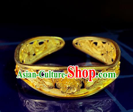 Handmade Chinese Silver Bracelet Accessories Traditional Wedding Golden Bangle Jewelry Handmade Chinese Silver Bracelet Accessories Traditional Wedding Golden Bangle Jewelry