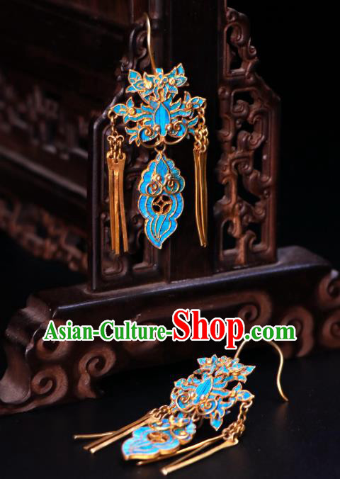 Chinese Ancient Qing Dynasty Empress Ear Accessories Classical Cloisonne Butterfly Earrings Jewelry Chinese Ancient Qing Dynasty Empress Ear Accessories Classical Cloisonne Butterfly Earrings Jewelry