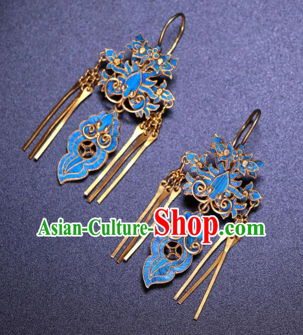 Chinese Ancient Qing Dynasty Empress Ear Accessories Classical Cloisonne Butterfly Earrings Jewelry Chinese Ancient Qing Dynasty Empress Ear Accessories Classical Cloisonne Butterfly Earrings Jewelry