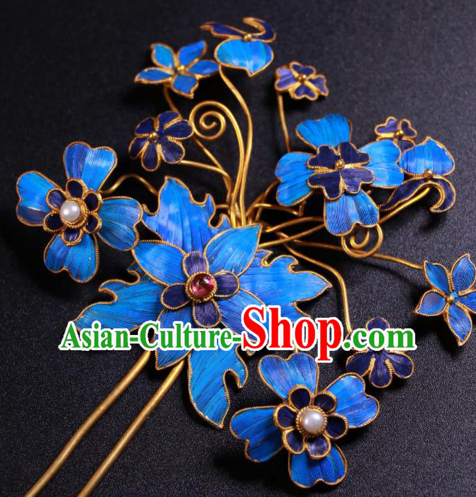 China Ancient Qing Dynasty Imperial Empress Cloisonne Hairpin Handmade Gems Hair Stick China Ancient Qing Dynasty Imperial Empress Cloisonne Hairpin Handmade Gems Hair Stick