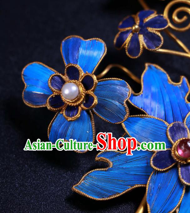 China Ancient Qing Dynasty Imperial Empress Cloisonne Hairpin Handmade Gems Hair Stick China Ancient Qing Dynasty Imperial Empress Cloisonne Hairpin Handmade Gems Hair Stick