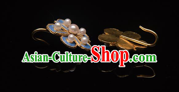 Chinese Classical Qing Dynasty Palace Lady Ear Accessories Ancient Princess Pearls Earrings Chinese Classical Qing Dynasty Palace Lady Ear Accessories Ancient Princess Pearls Earrings