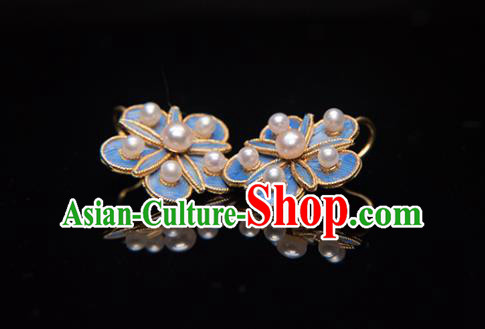 Chinese Classical Qing Dynasty Palace Lady Ear Accessories Ancient Princess Pearls Earrings Chinese Classical Qing Dynasty Palace Lady Ear Accessories Ancient Princess Pearls Earrings
