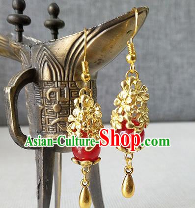 Chinese Classical Tang Dynasty Empress Ear Accessories Ancient Princess Golden Earrings Chinese Classical Tang Dynasty Empress Ear Accessories Ancient Princess Golden Earrings