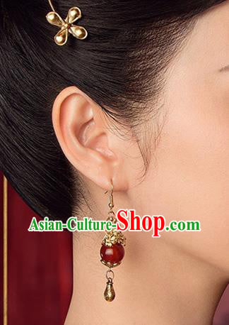 Chinese Classical Tang Dynasty Empress Ear Accessories Ancient Princess Golden Earrings Chinese Classical Tang Dynasty Empress Ear Accessories Ancient Princess Golden Earrings