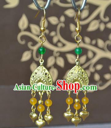 Chinese Tang Dynasty Princess Gaoyang Ear Accessories Ancient Palace Lady Golden Earrings Chinese Tang Dynasty Princess Gaoyang Ear Accessories Ancient Palace Lady Golden Earrings