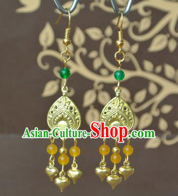 Chinese Tang Dynasty Princess Gaoyang Ear Accessories Ancient Palace Lady Golden Earrings Chinese Tang Dynasty Princess Gaoyang Ear Accessories Ancient Palace Lady Golden Earrings