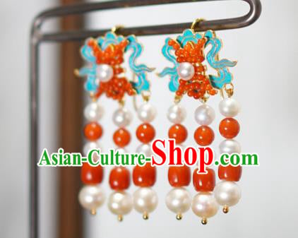 Chinese Qing Dynasty Queen Ear Accessories Ancient Empress Pearls Earrings Chinese Qing Dynasty Queen Ear Accessories Ancient Empress Pearls Earrings