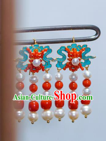 Chinese Qing Dynasty Queen Ear Accessories Ancient Empress Pearls Earrings Chinese Qing Dynasty Queen Ear Accessories Ancient Empress Pearls Earrings