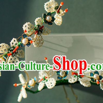 China Qing Dynasty Pearls Butterfly Hair Stick Traditional Court Hair Jewelry Ancient Empress Agate Hairpin