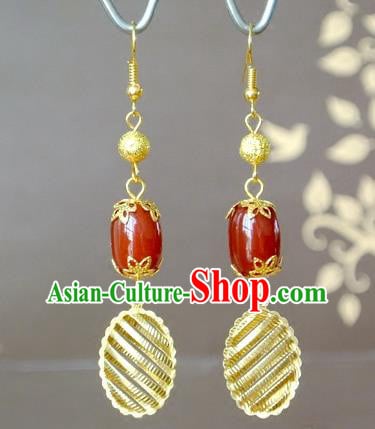 Chinese Qin Dynasty Empress Ear Accessories Ancient Queen Mi Shu Agate Earrings Chinese Qin Dynasty Empress Ear Accessories Ancient Queen Mi Shu Agate Earrings