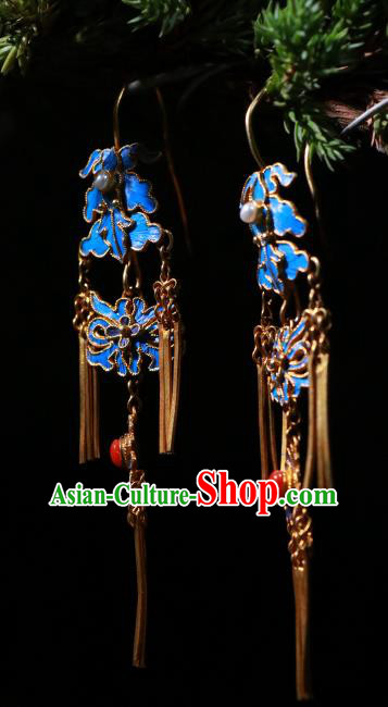 Chinese Classical Earrings Jewelry Ancient Qing Dynasty Court Woman Blueing Ear Accessories Chinese Classical Earrings Jewelry Ancient Qing Dynasty Court Woman Blueing Ear Accessories