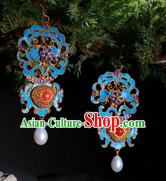 Chinese Ear Accessories Ancient Qing Dynasty Empress Filigree Earrings Classical Gems Jewelry Chinese Ear Accessories Ancient Qing Dynasty Empress Filigree Earrings Classical Gems Jewelry