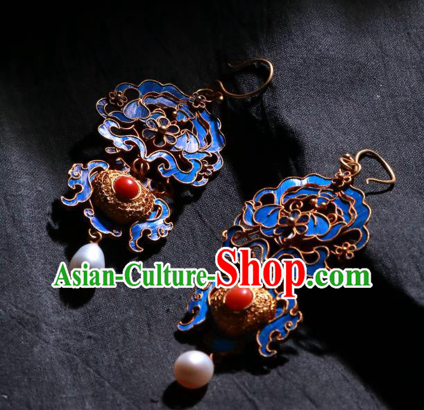 Chinese Ear Accessories Ancient Qing Dynasty Empress Filigree Earrings Classical Gems Jewelry Chinese Ear Accessories Ancient Qing Dynasty Empress Filigree Earrings Classical Gems Jewelry