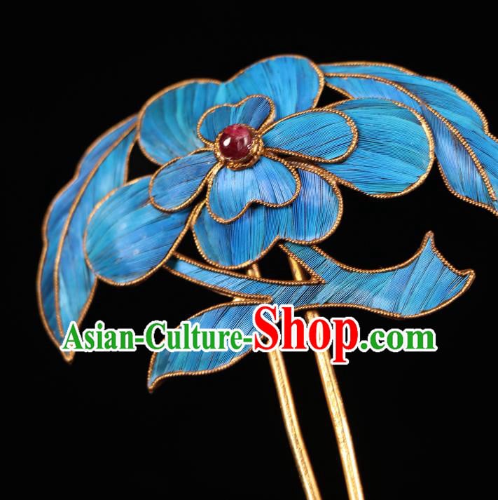 China Ancient Imperial Empress Garnet Hair Clip Handmade Qing Dynasty Queen Blueing Hairpin China Ancient Imperial Empress Garnet Hair Clip Handmade Qing Dynasty Queen Blueing Hairpin