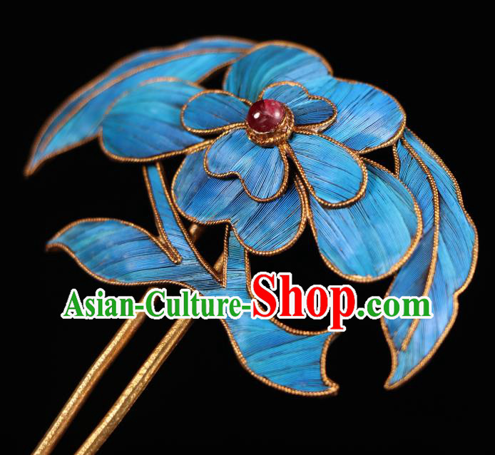 China Ancient Imperial Empress Garnet Hair Clip Handmade Qing Dynasty Queen Blueing Hairpin China Ancient Imperial Empress Garnet Hair Clip Handmade Qing Dynasty Queen Blueing Hairpin