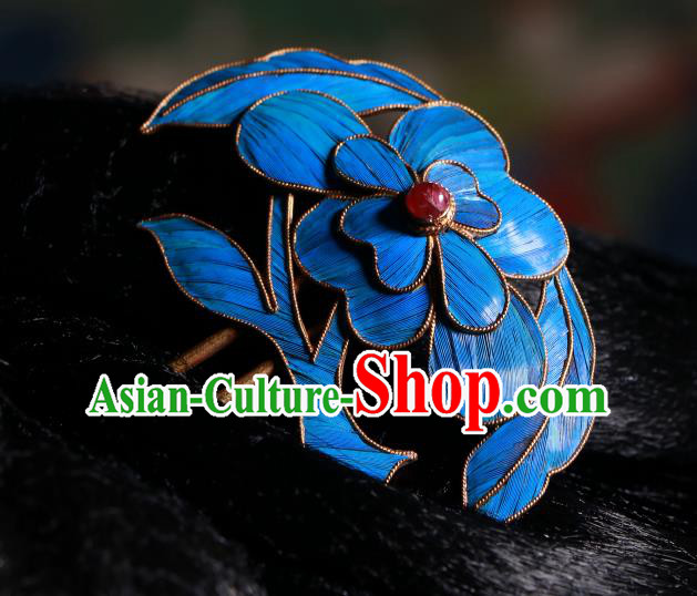 China Ancient Imperial Empress Garnet Hair Clip Handmade Qing Dynasty Queen Blueing Hairpin China Ancient Imperial Empress Garnet Hair Clip Handmade Qing Dynasty Queen Blueing Hairpin
