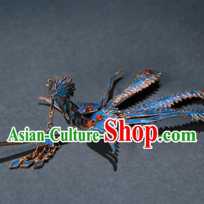 China Traditional Hair Jewelry Handmade Qing Dynasty Queen Hairpin Ancient Empress Phoenix Tassel Hair Stick