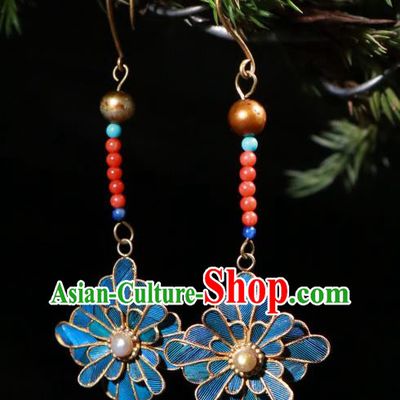 Chinese Classical Cheongsam Earrings Jewelry Ancient Qing Dynasty Court Ear Accessories
