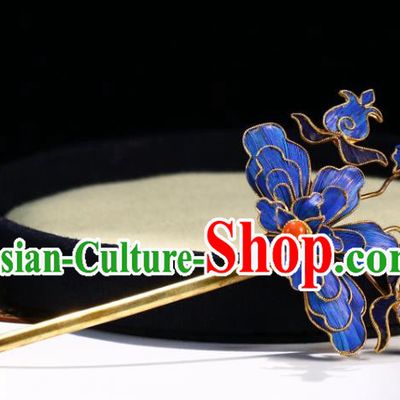 China Traditional Blueing Hair Jewelry Qing Dynasty Empress Hairpin Ancient Court Woman Hair Stick