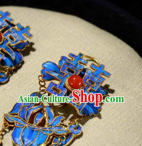 Chinese Qing Dynasty Wedding Ear Accessories Classical Jewelry Ancient Empress Cloisonne Earrings Chinese Qing Dynasty Wedding Ear Accessories Classical Jewelry Ancient Empress Cloisonne Earrings