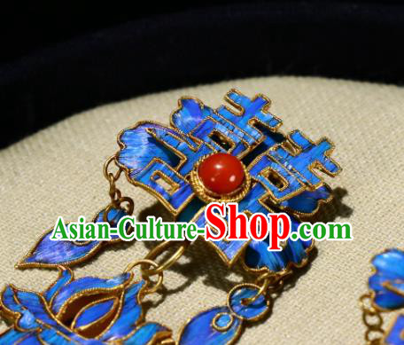 Chinese Qing Dynasty Wedding Ear Accessories Classical Jewelry Ancient Empress Cloisonne Earrings Chinese Qing Dynasty Wedding Ear Accessories Classical Jewelry Ancient Empress Cloisonne Earrings