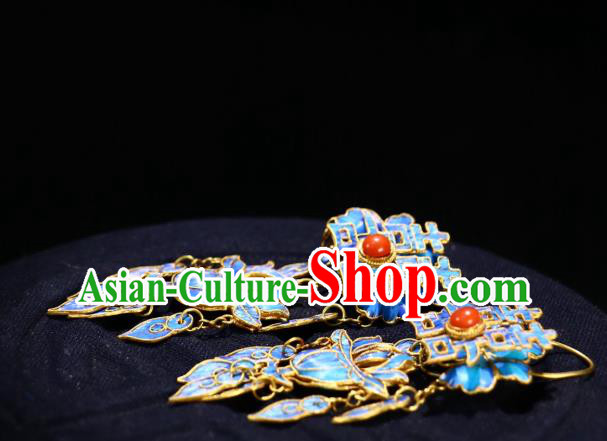 Chinese Qing Dynasty Wedding Ear Accessories Classical Jewelry Ancient Empress Cloisonne Earrings Chinese Qing Dynasty Wedding Ear Accessories Classical Jewelry Ancient Empress Cloisonne Earrings