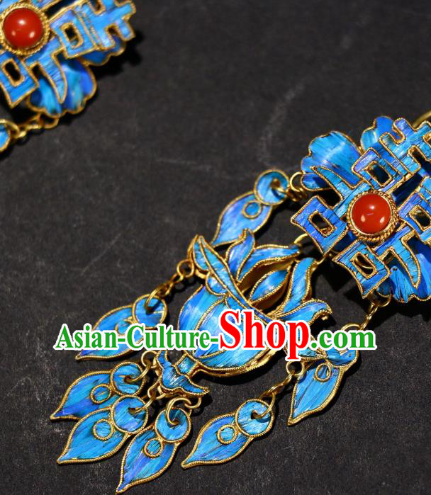 Chinese Qing Dynasty Wedding Ear Accessories Classical Jewelry Ancient Empress Cloisonne Earrings Chinese Qing Dynasty Wedding Ear Accessories Classical Jewelry Ancient Empress Cloisonne Earrings