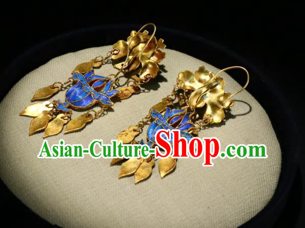 Chinese Qing Dynasty Wedding Ear Accessories Classical Jewelry Ancient Empress Cloisonne Earrings Chinese Qing Dynasty Wedding Ear Accessories Classical Jewelry Ancient Empress Cloisonne Earrings