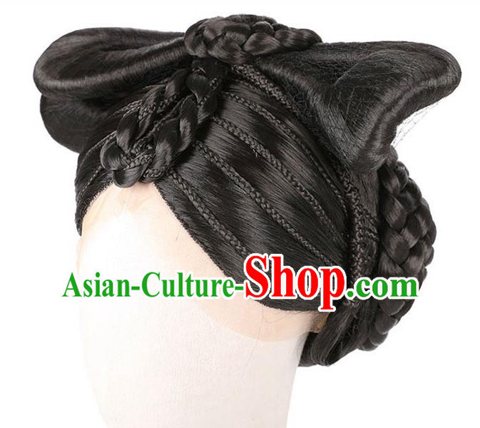 Handmade Chinese Traditional Tang Dynasty Queen Wigs Chignon Ancient Empress Wig Sheath Headwear Handmade Chinese Traditional Tang Dynasty Queen Wigs Chignon Ancient Empress Wig Sheath Headwear