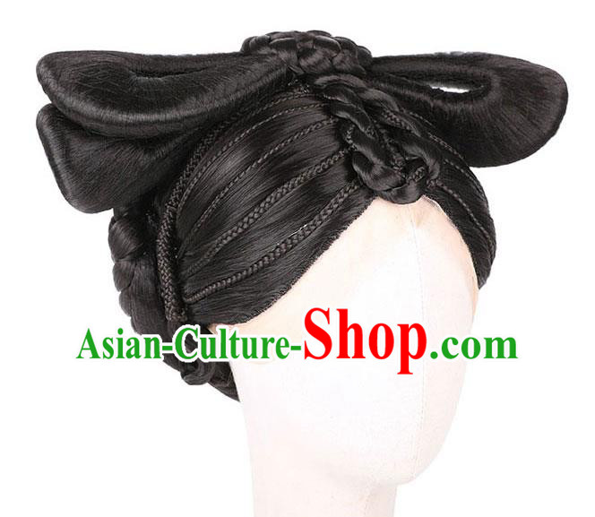 Handmade Chinese Traditional Tang Dynasty Queen Wigs Chignon Ancient Empress Wig Sheath Headwear Handmade Chinese Traditional Tang Dynasty Queen Wigs Chignon Ancient Empress Wig Sheath Headwear