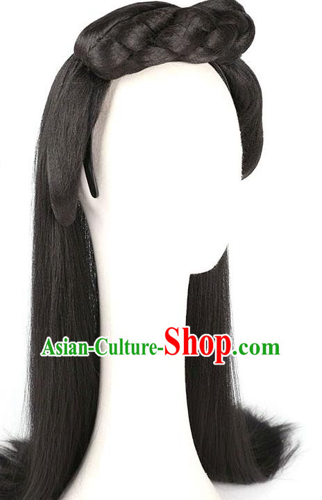 Handmade Chinese Ancient Young Beauty Wig Sheath Headwear Traditional Ming Dynasty Princess Wigs Chignon Handmade Chinese Ancient Young Beauty Wig Sheath Headwear Traditional Ming Dynasty Princess Wigs Chignon