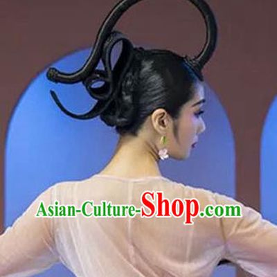 Chinese Classical Dance Wigs Chignon Ancient Flying Apsaras Dance Headdress
