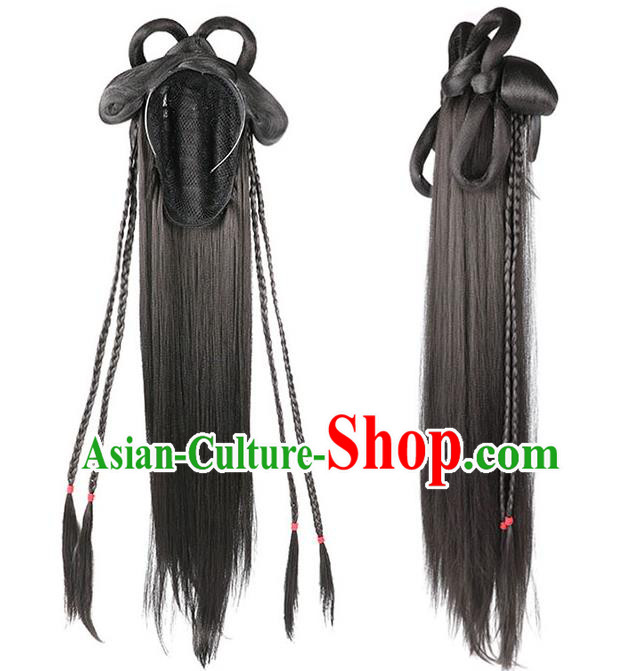 Handmade Chinese Ancient Princess Wig Sheath Headwear Traditional Jin Dynasty Noble Lady Wigs Chignon Handmade Chinese Ancient Princess Wig Sheath Headwear Traditional Jin Dynasty Noble Lady Wigs Chignon