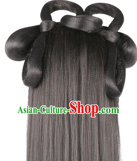 Handmade Chinese Ancient Princess Wig Sheath Headwear Traditional Jin Dynasty Noble Lady Wigs Chignon Handmade Chinese Ancient Princess Wig Sheath Headwear Traditional Jin Dynasty Noble Lady Wigs Chignon