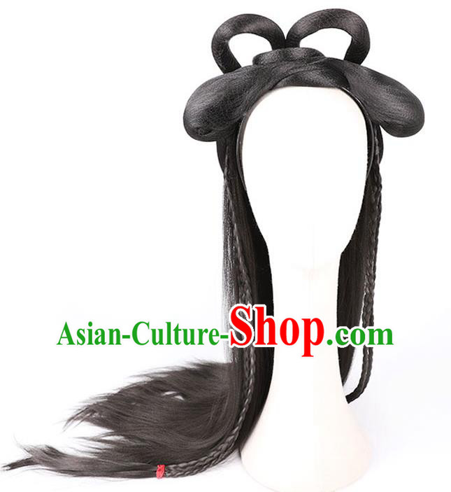 Handmade Chinese Ancient Princess Wig Sheath Headwear Traditional Jin Dynasty Noble Lady Wigs Chignon Handmade Chinese Ancient Princess Wig Sheath Headwear Traditional Jin Dynasty Noble Lady Wigs Chignon