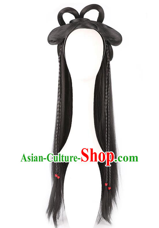 Handmade Chinese Ancient Princess Wig Sheath Headwear Traditional Jin Dynasty Noble Lady Wigs Chignon Handmade Chinese Ancient Princess Wig Sheath Headwear Traditional Jin Dynasty Noble Lady Wigs Chignon