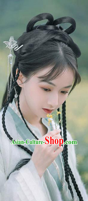 Handmade Chinese Ancient Princess Wig Sheath Headwear Traditional Jin Dynasty Noble Lady Wigs Chignon Handmade Chinese Ancient Princess Wig Sheath Headwear Traditional Jin Dynasty Noble Lady Wigs Chignon
