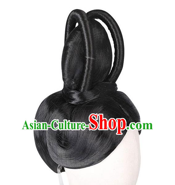Handmade Chinese Ancient Empress Wig Sheath Traditional Ming Dynasty Queen Wigs Chignon Headpieces Handmade Chinese Ancient Empress Wig Sheath Traditional Ming Dynasty Queen Wigs Chignon Headpieces