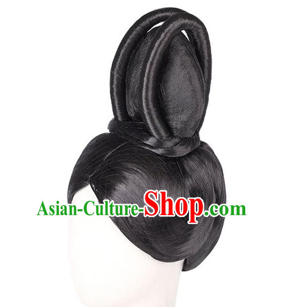 Handmade Chinese Ancient Empress Wig Sheath Traditional Ming Dynasty Queen Wigs Chignon Headpieces Handmade Chinese Ancient Empress Wig Sheath Traditional Ming Dynasty Queen Wigs Chignon Headpieces