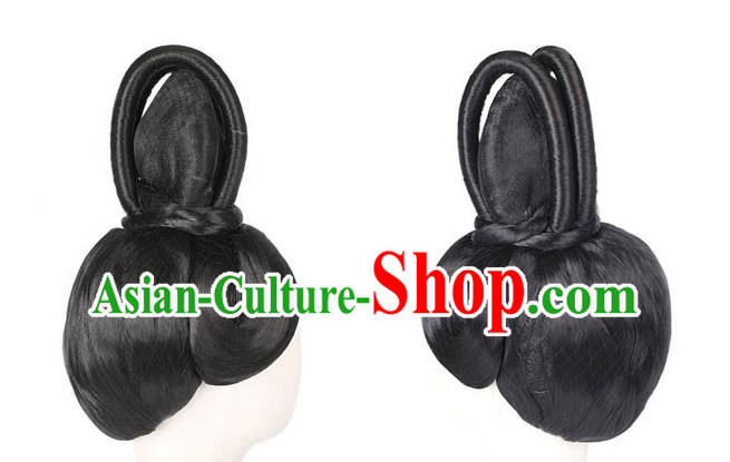 Handmade Chinese Ancient Empress Wig Sheath Traditional Ming Dynasty Queen Wigs Chignon Headpieces Handmade Chinese Ancient Empress Wig Sheath Traditional Ming Dynasty Queen Wigs Chignon Headpieces
