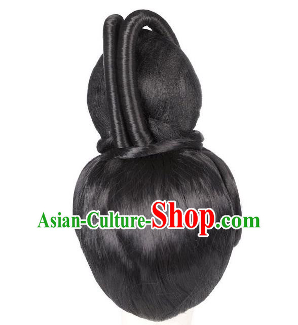 Handmade Chinese Ancient Empress Wig Sheath Traditional Ming Dynasty Queen Wigs Chignon Headpieces Handmade Chinese Ancient Empress Wig Sheath Traditional Ming Dynasty Queen Wigs Chignon Headpieces