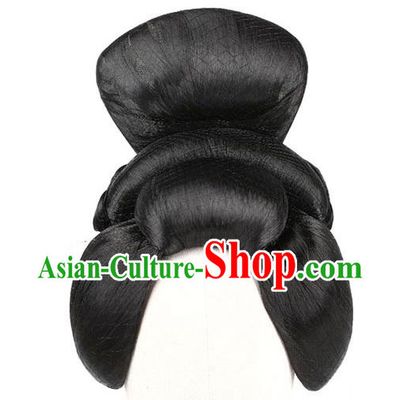 Chinese Classical Dance Du Fu Wigs Chignon Ancient Tang Dynasty Beauty Li Ren Xing Dance Headdress
