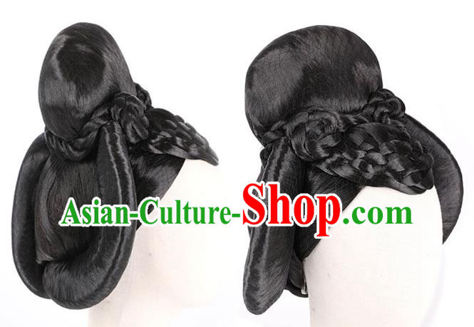 Handmade Chinese Ancient Court Maid Wig Sheath Traditional Tang Dynasty Beauty Wigs Chignon Headpiece Handmade Chinese Ancient Court Maid Wig Sheath Traditional Tang Dynasty Beauty Wigs Chignon Headpiece