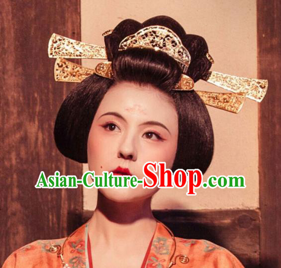 Handmade Chinese Ancient Court Maid Wig Sheath Traditional Tang Dynasty Beauty Wigs Chignon Headpiece Handmade Chinese Ancient Court Maid Wig Sheath Traditional Tang Dynasty Beauty Wigs Chignon Headpiece
