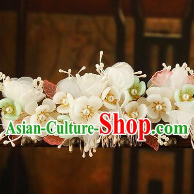 China Ming Dynasty Princess Pear Blossom Hair Comb Traditional Ancient Court Lady Hair Jewelry Flowers Hairpin