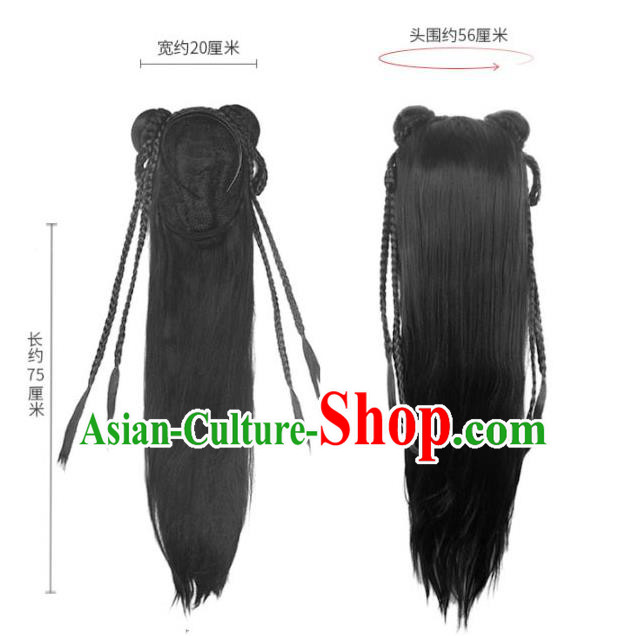 Handmade Chinese Ancient Young Lady Wig Sheath Traditional Song Dynasty Female Wigs Chignon Handmade Chinese Ancient Young Lady Wig Sheath Traditional Song Dynasty Female Wigs Chignon